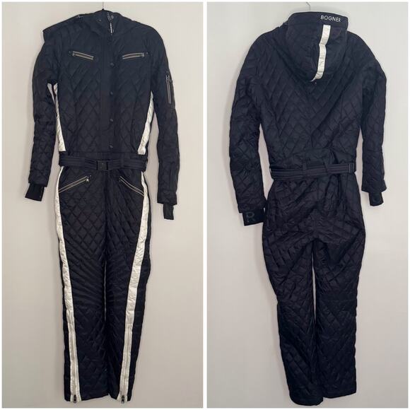 Bogner Black and White Quilted Ski Suit - Picture 4 of 12